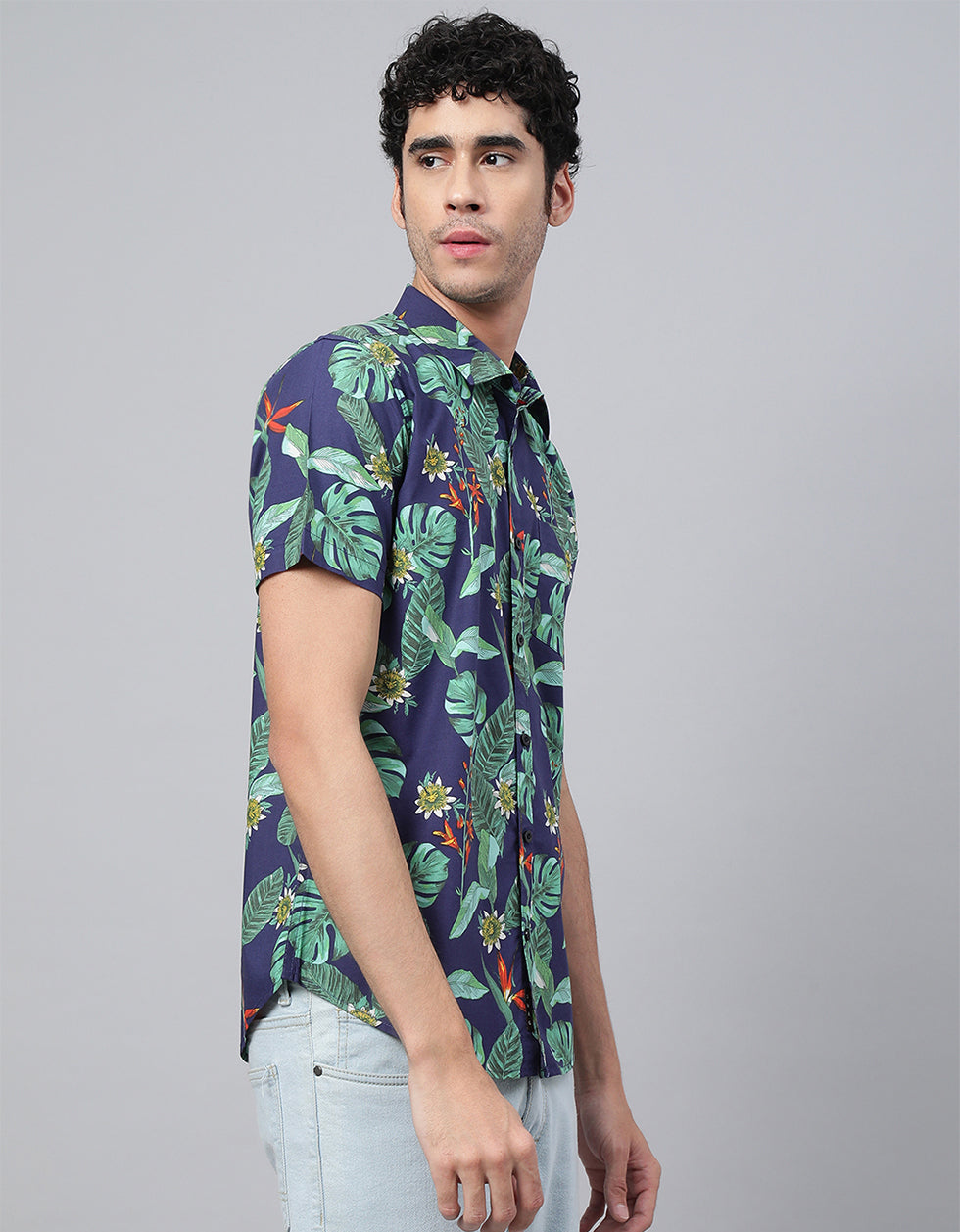 Navy Printed Men's Shirt