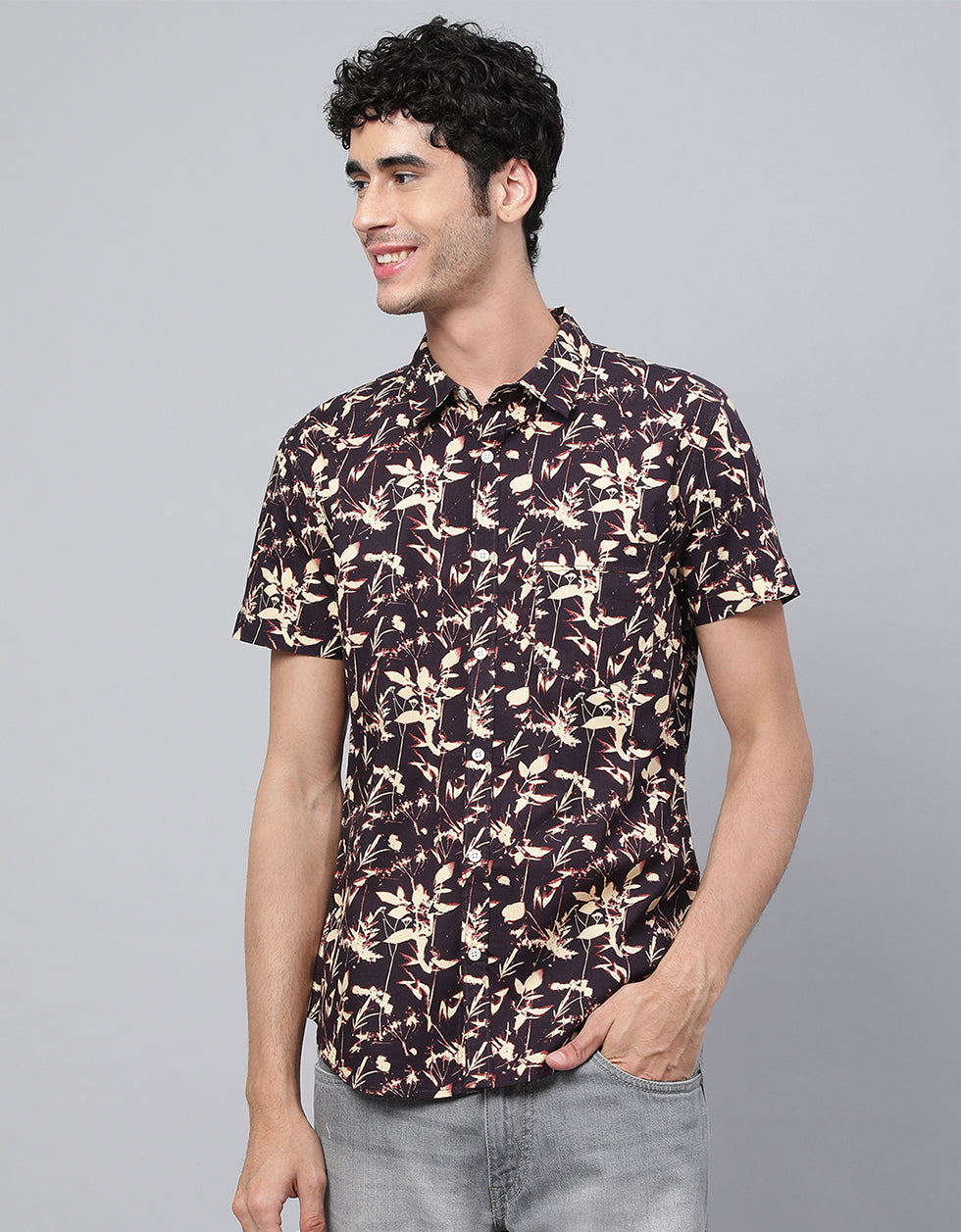 Brown Printed Men's Shirt