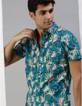 Stone Blue Printed Men's Shirt