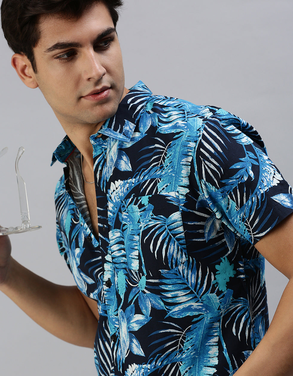Navy Men's Printed Shirt