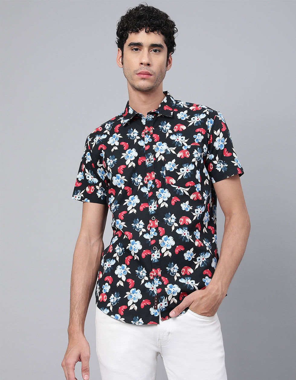 Black Men's Printed Shirt