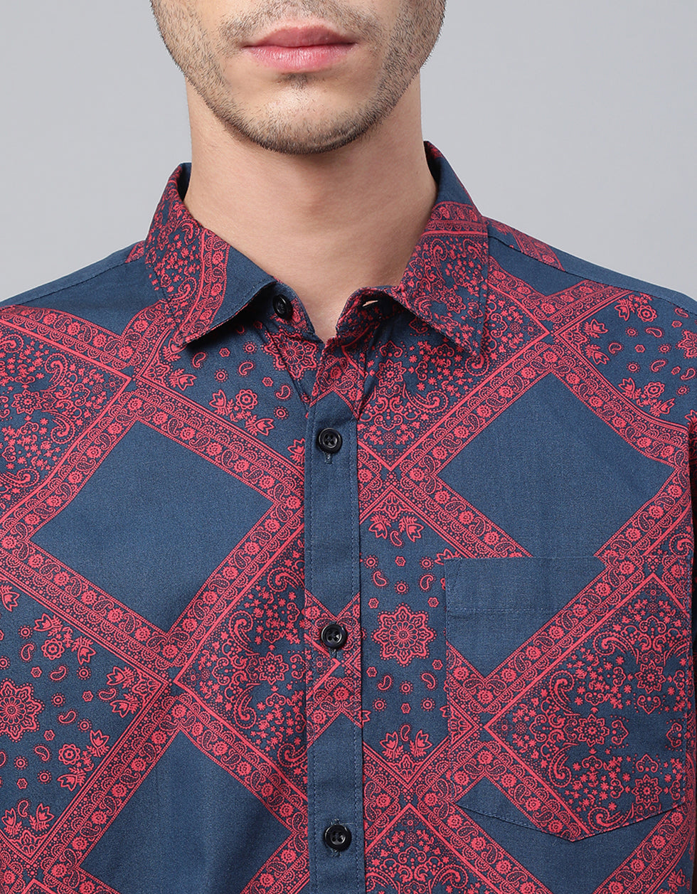 Red Printed Men's Shirt