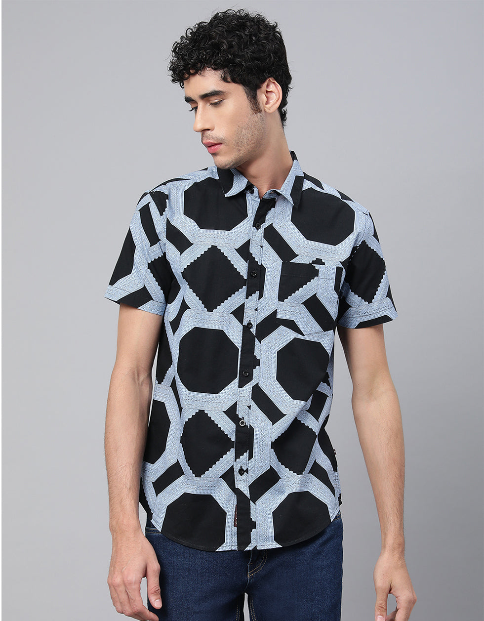 Grey Printed Men's Shirt