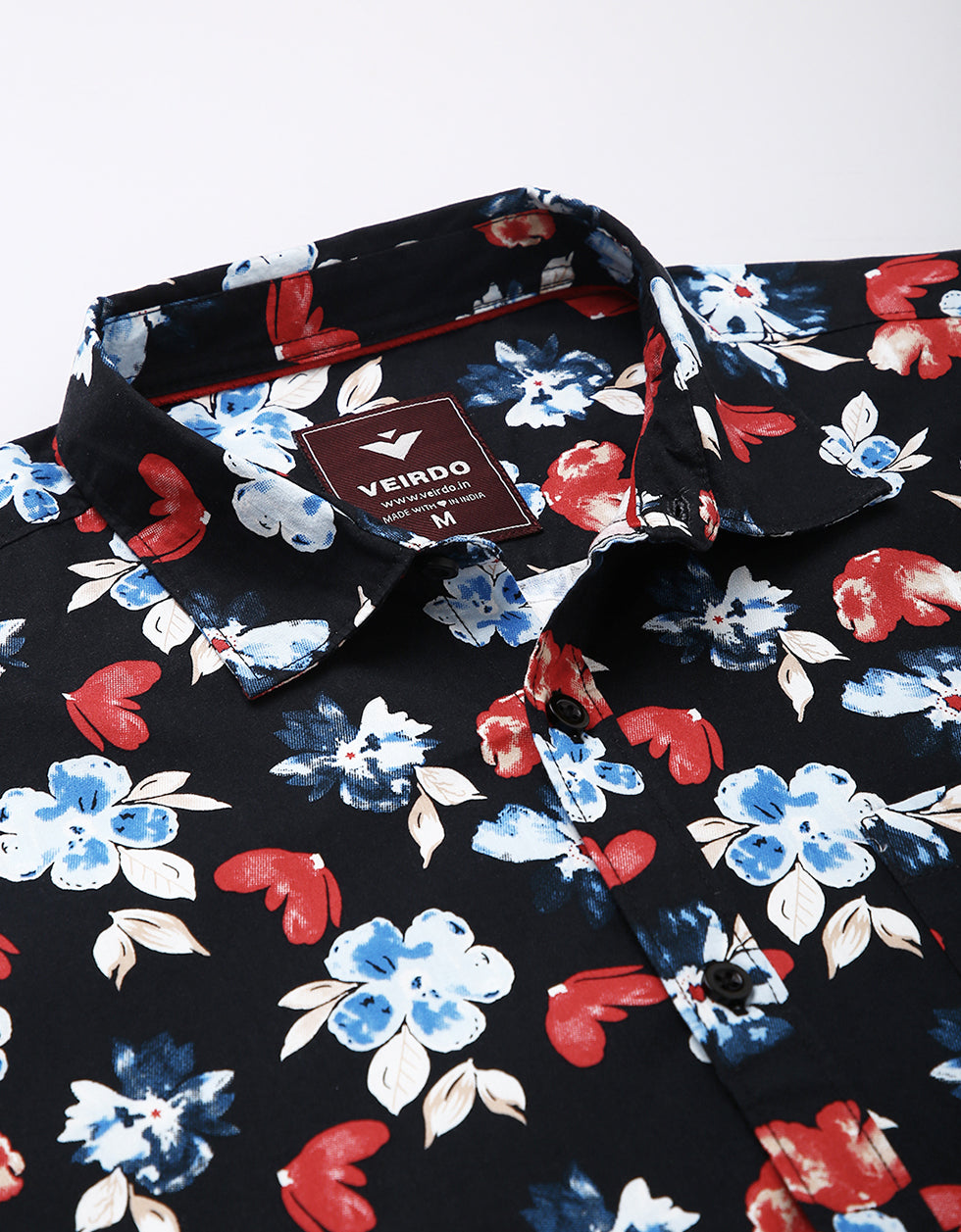 Black Men's Printed Shirt