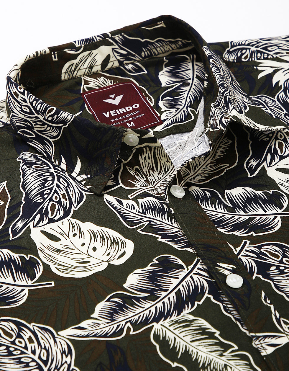 Olive Printed Shirt