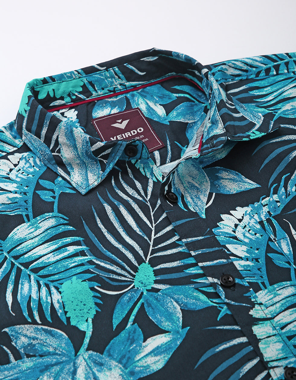 Navy Men's Printed Shirt