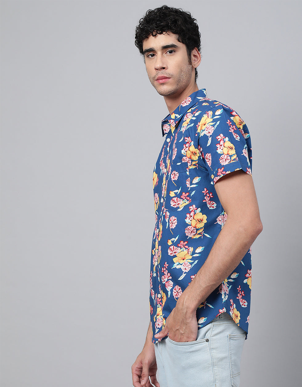 Blue Printed Men's Shirt