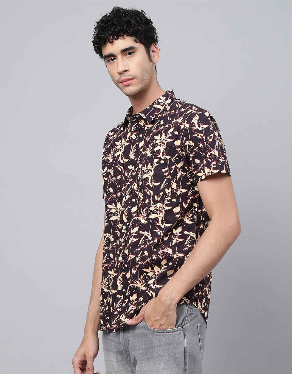 Brown Printed Men's Shirt