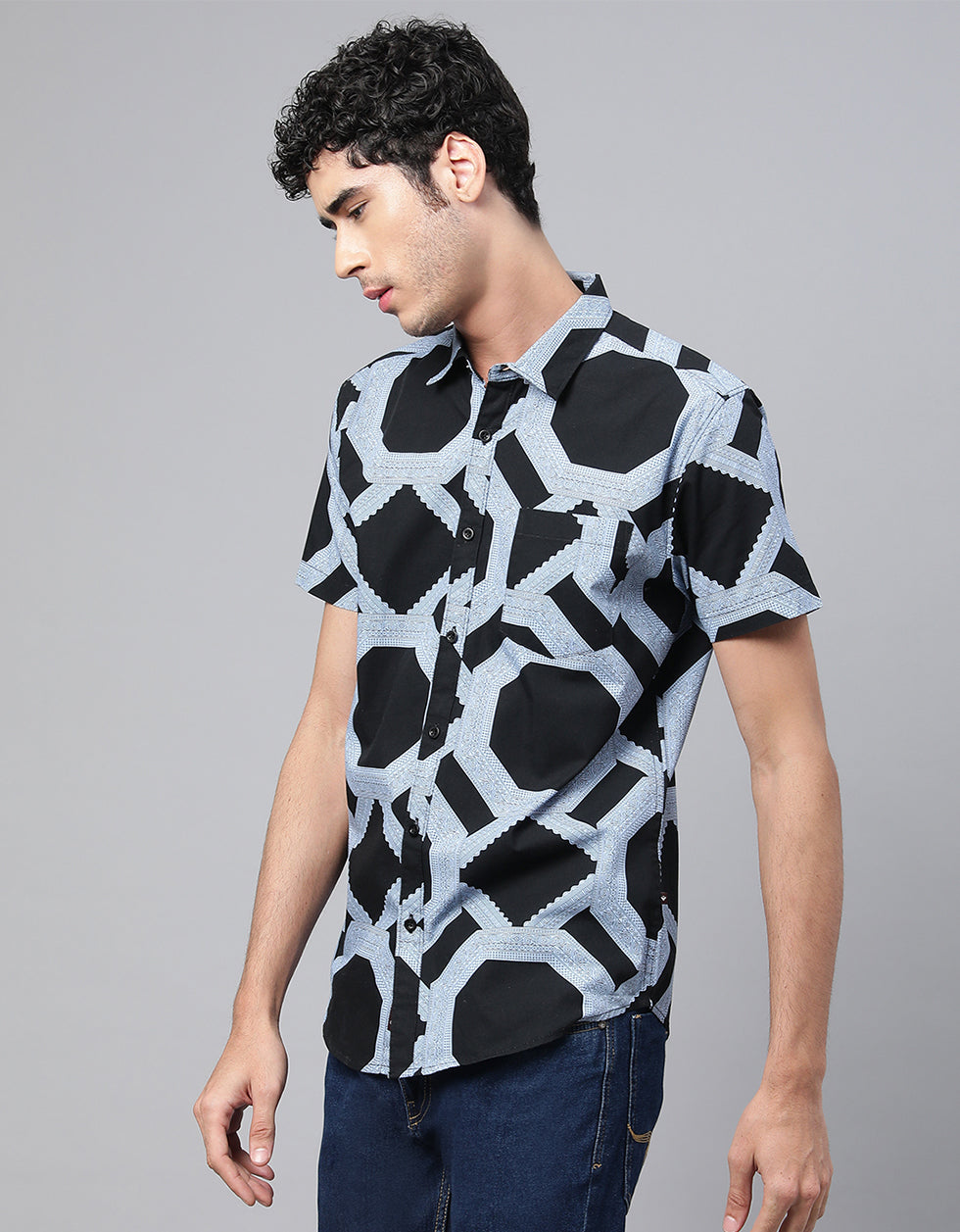 Grey Printed Men's Shirt