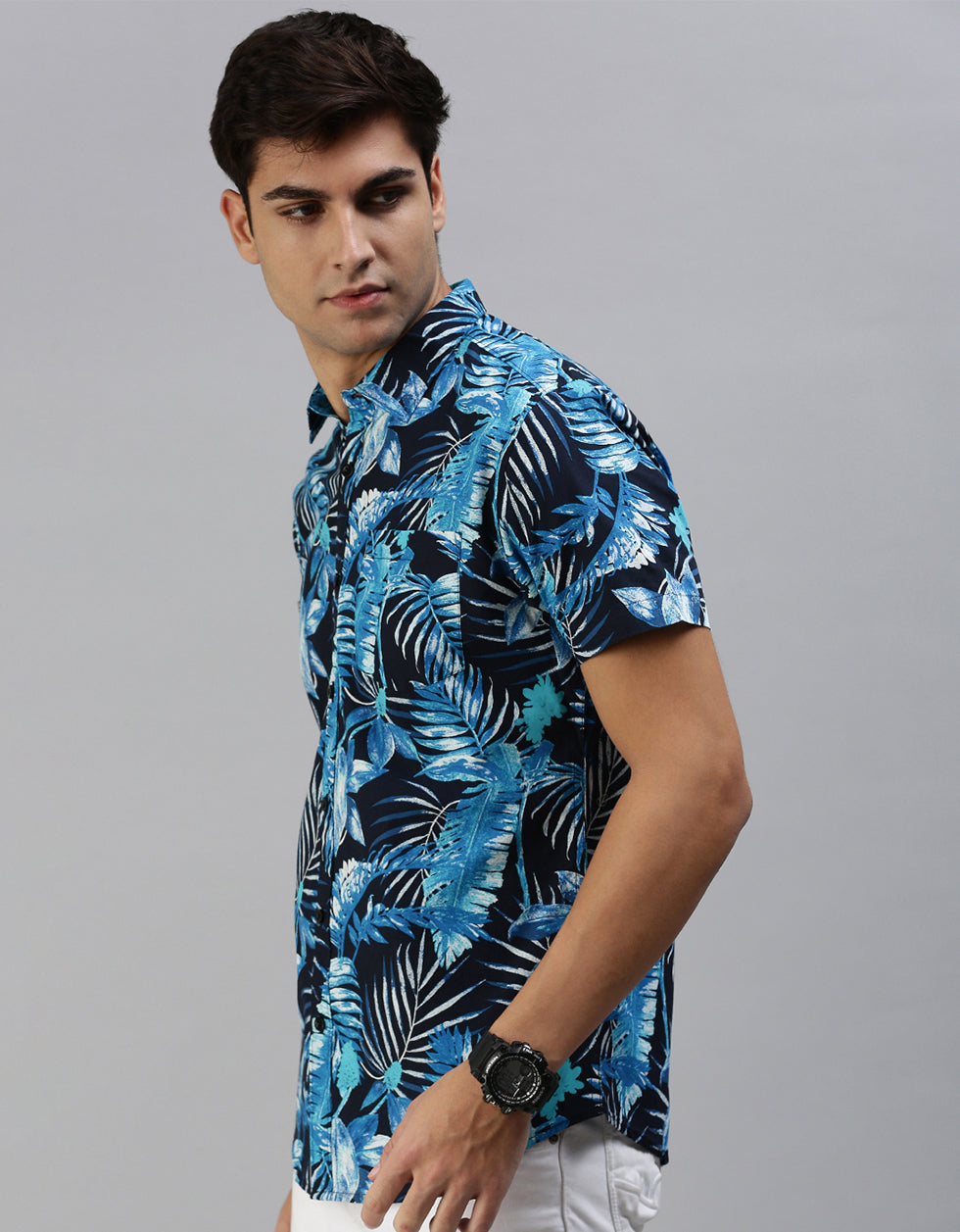 Navy Men's Printed Shirt