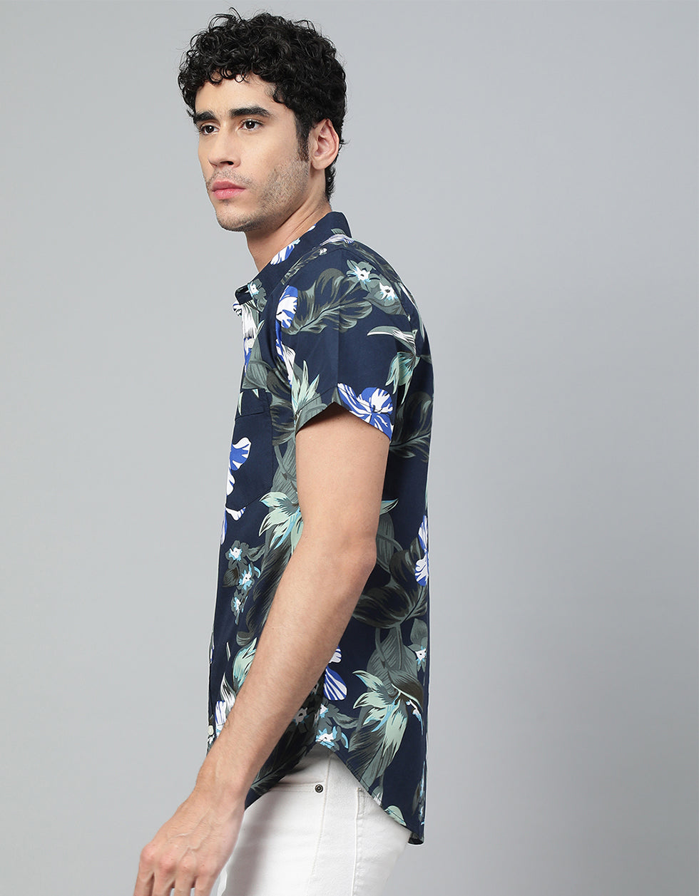 Men's Navy Printed Shirt