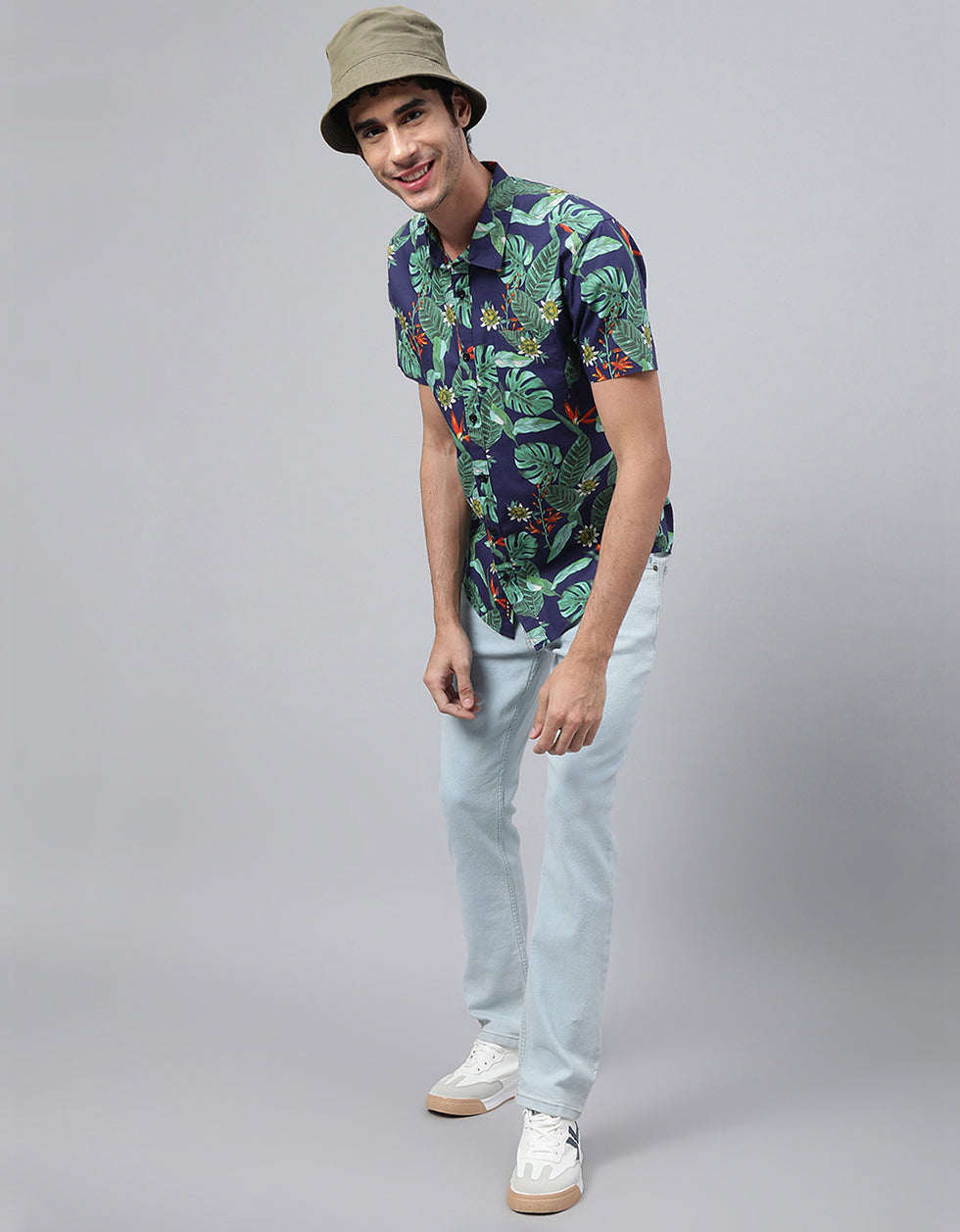 Navy Printed Men's Shirt