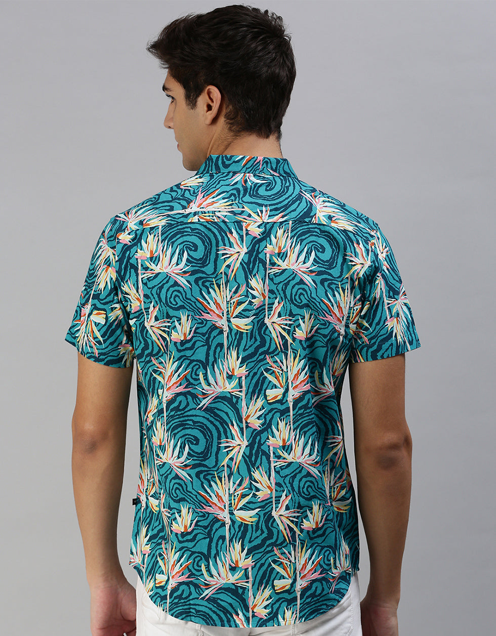 Stone Blue Printed Men's Shirt