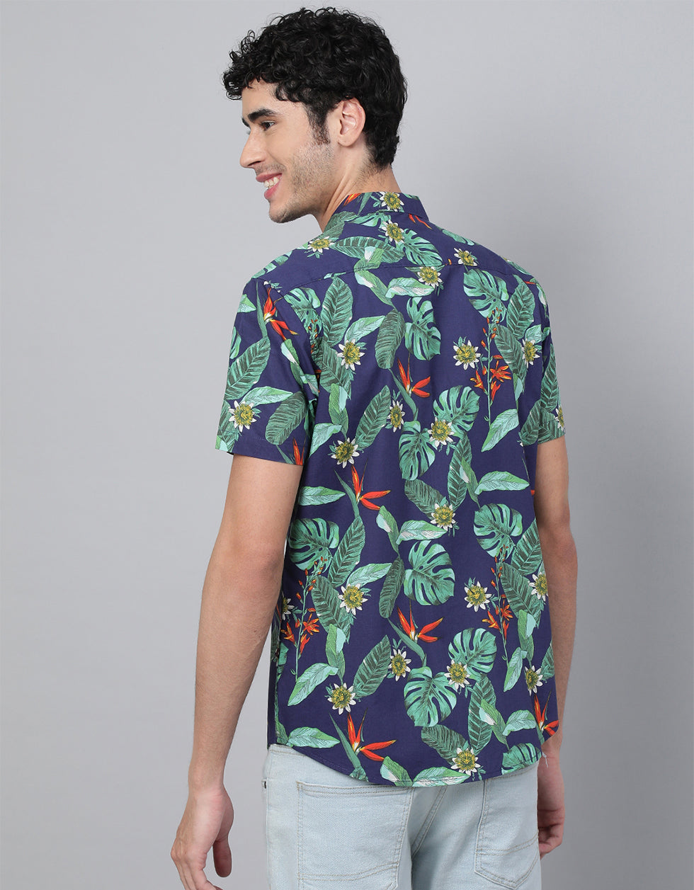 Navy Printed Men's Shirt
