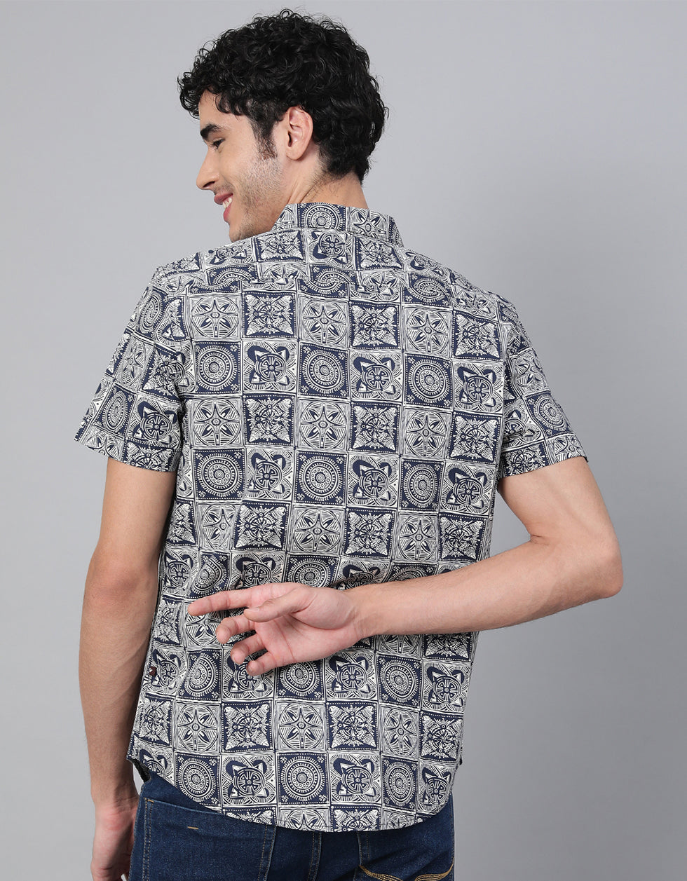 Navy Men's Printed Shirt