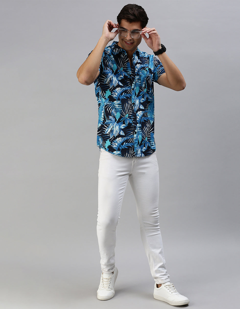 Navy Men's Printed Shirt
