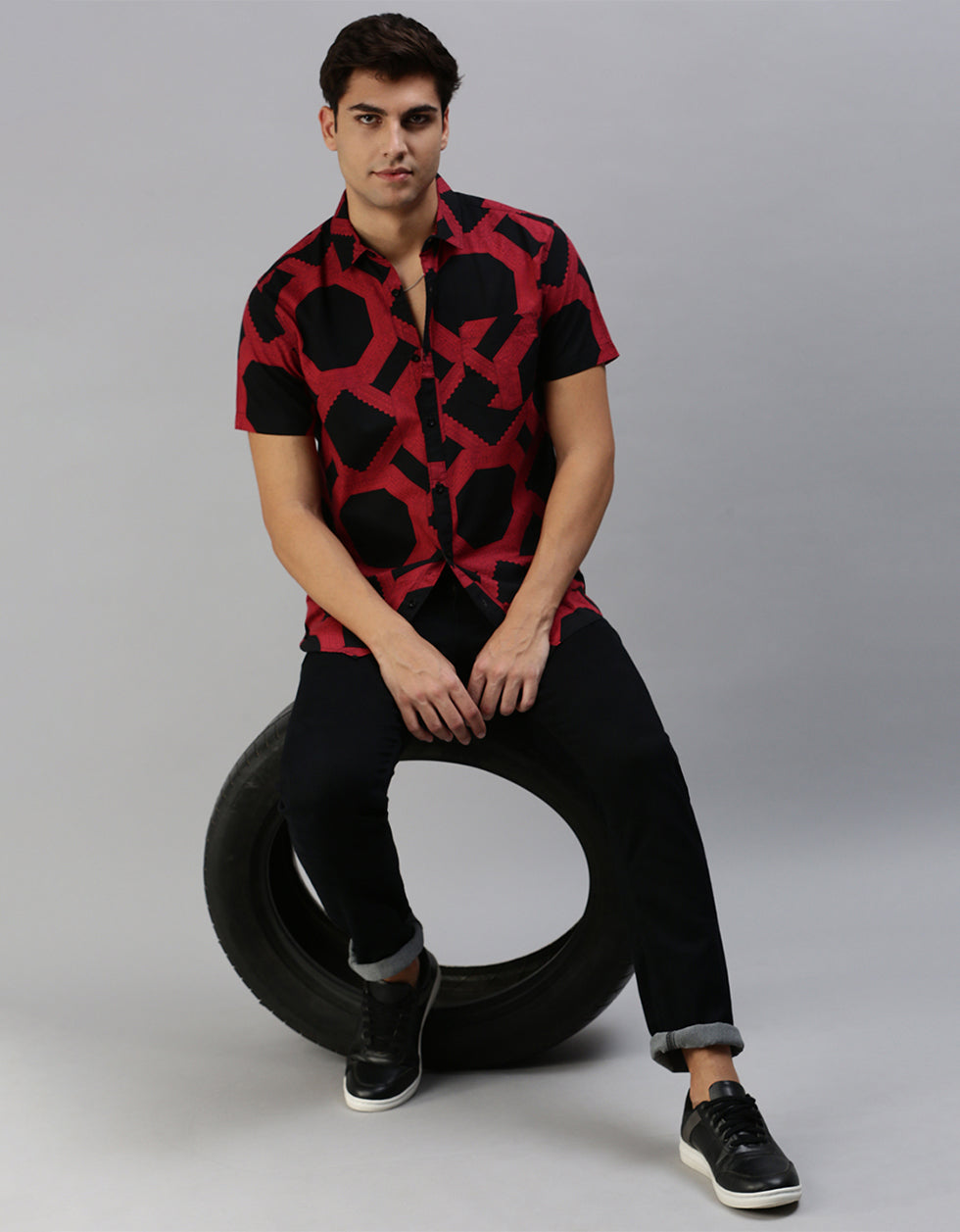 Red Men's Printed Shirt