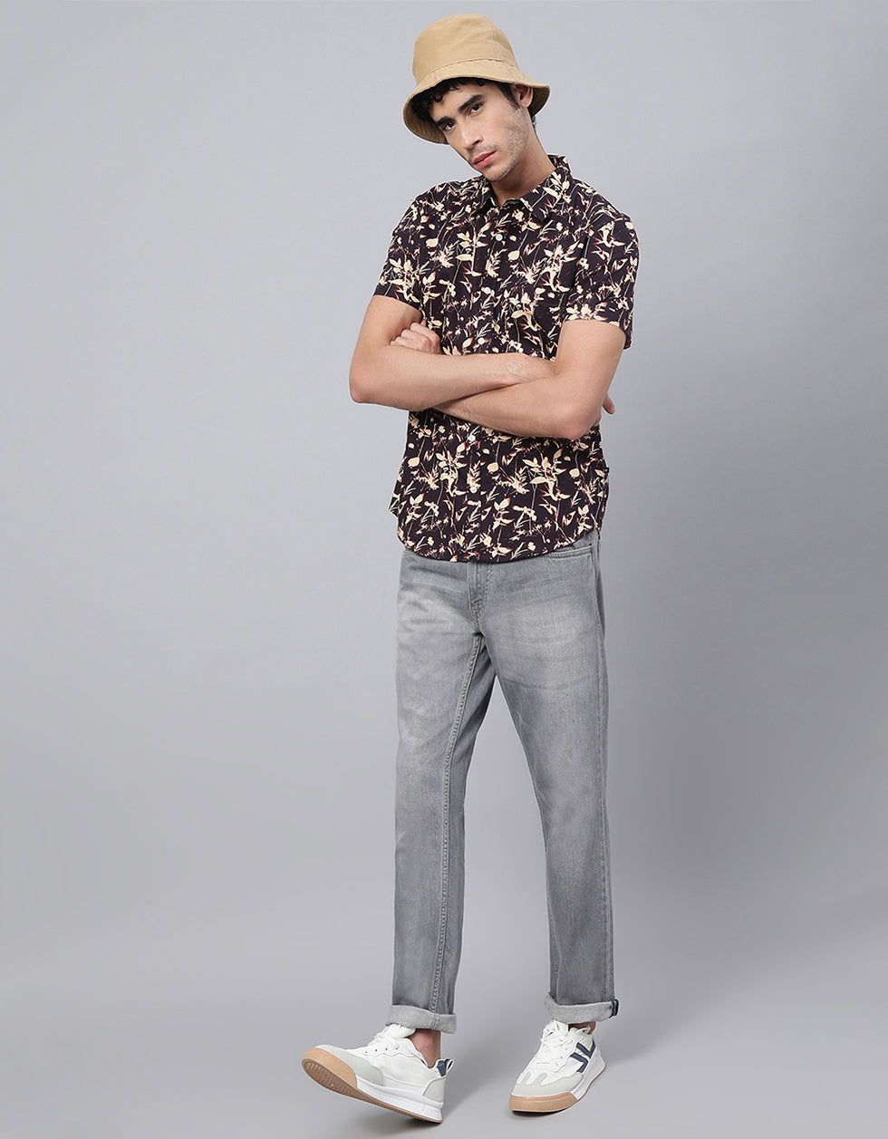 Brown Printed Men's Shirt