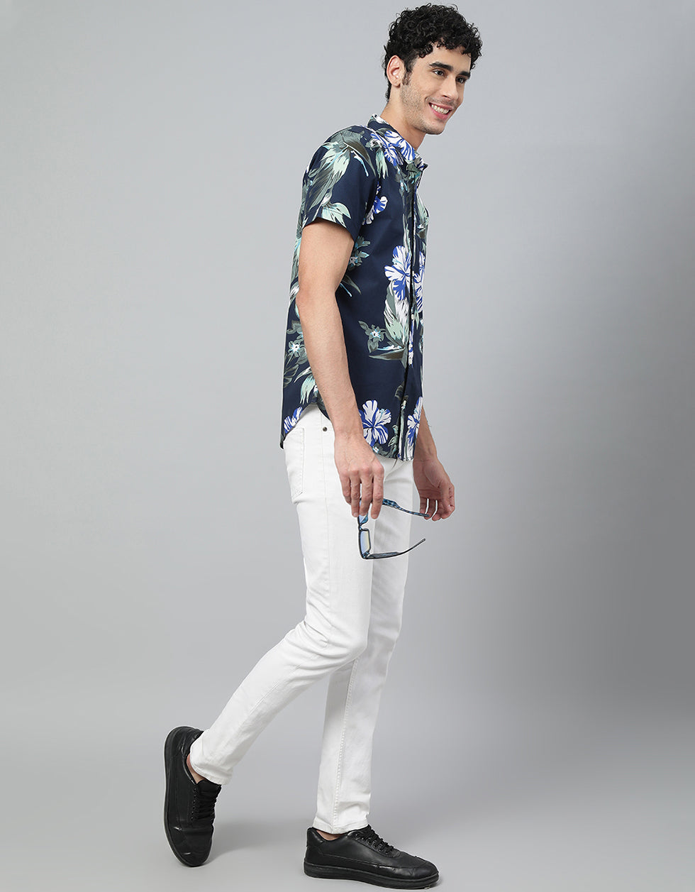 Men's Navy Printed Shirt
