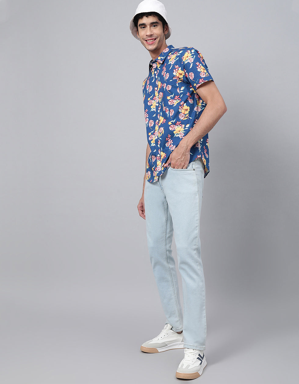 Blue Printed Men's Shirt