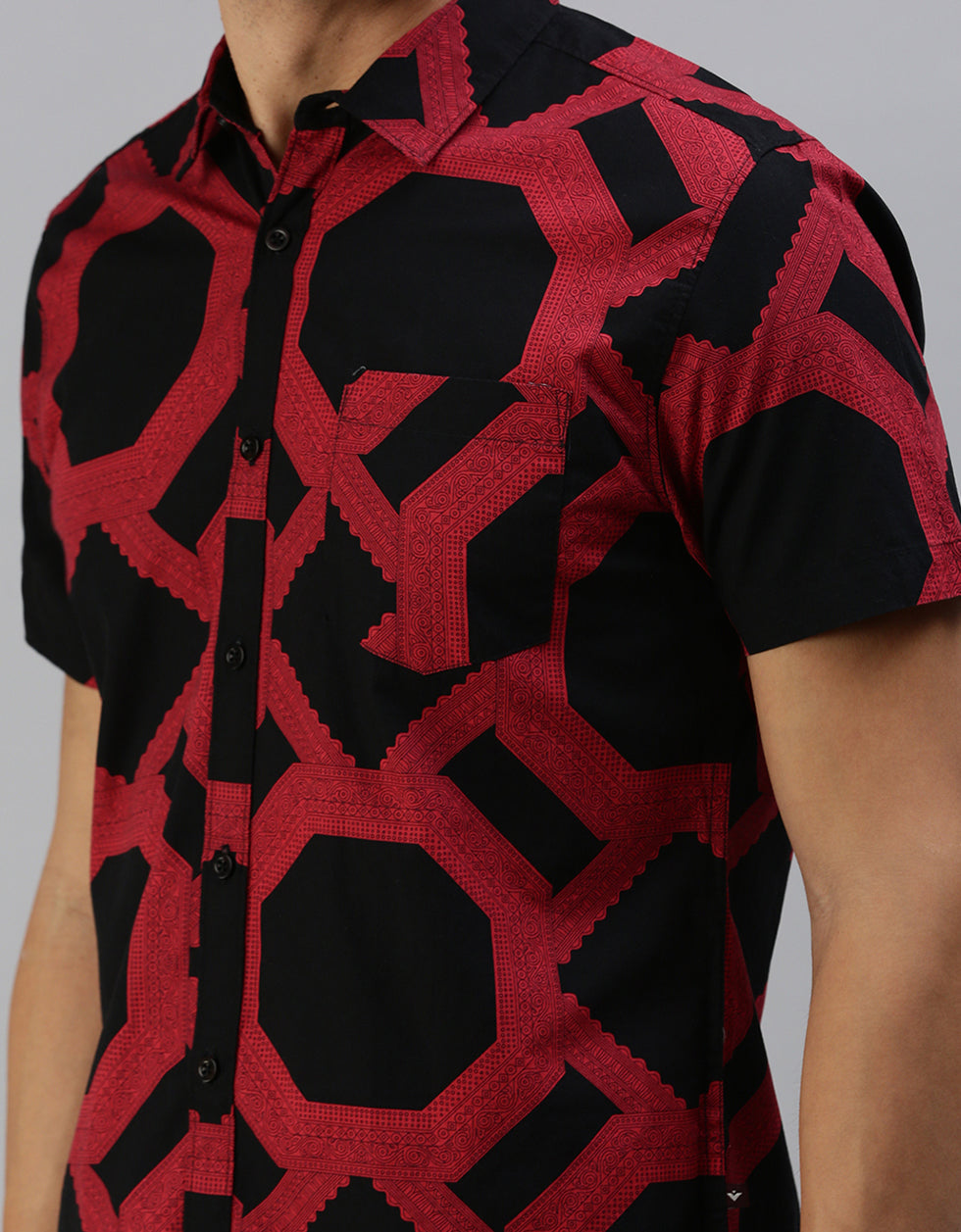 Red Men's Printed Shirt