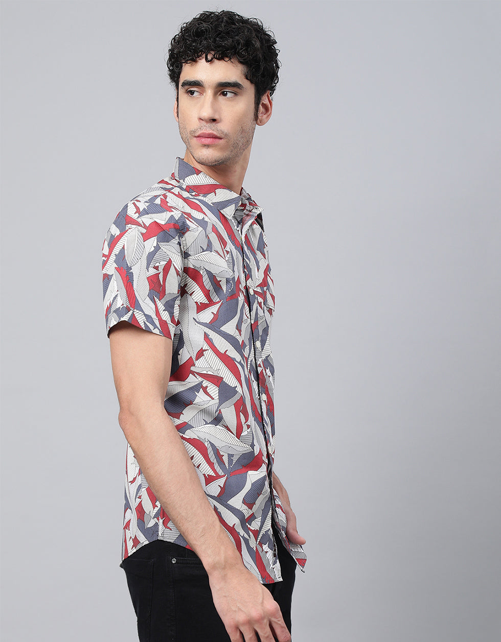 Grey Men's Printed Shirt