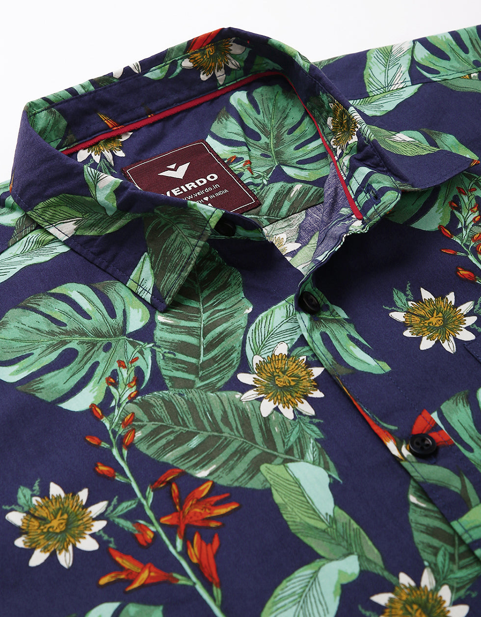 Navy Printed Men's Shirt