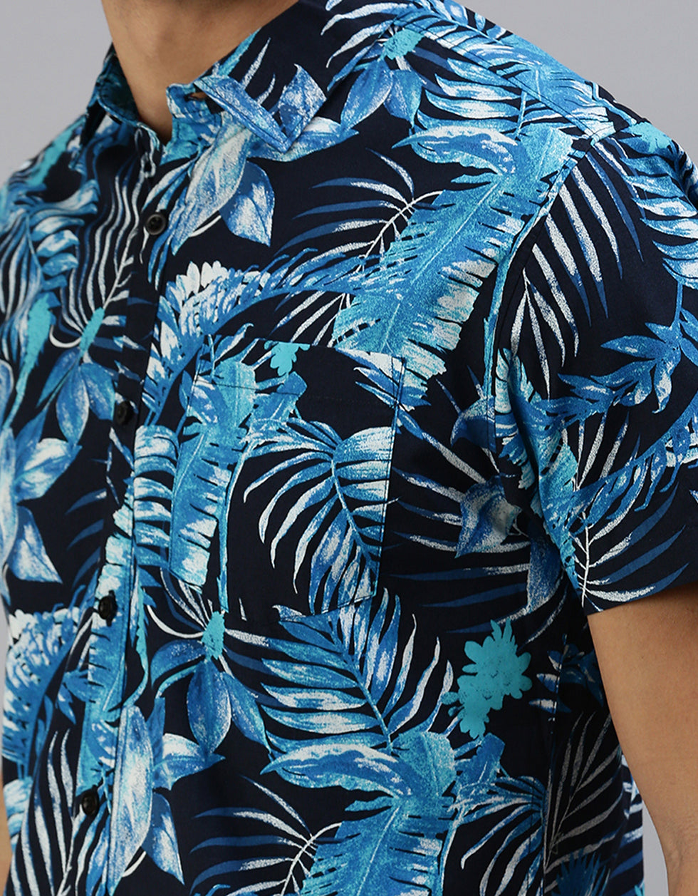 Navy Men's Printed Shirt