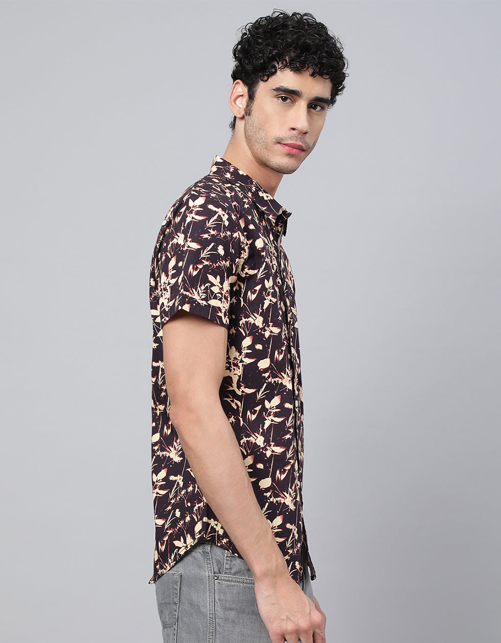 Brown Printed Men's Shirt
