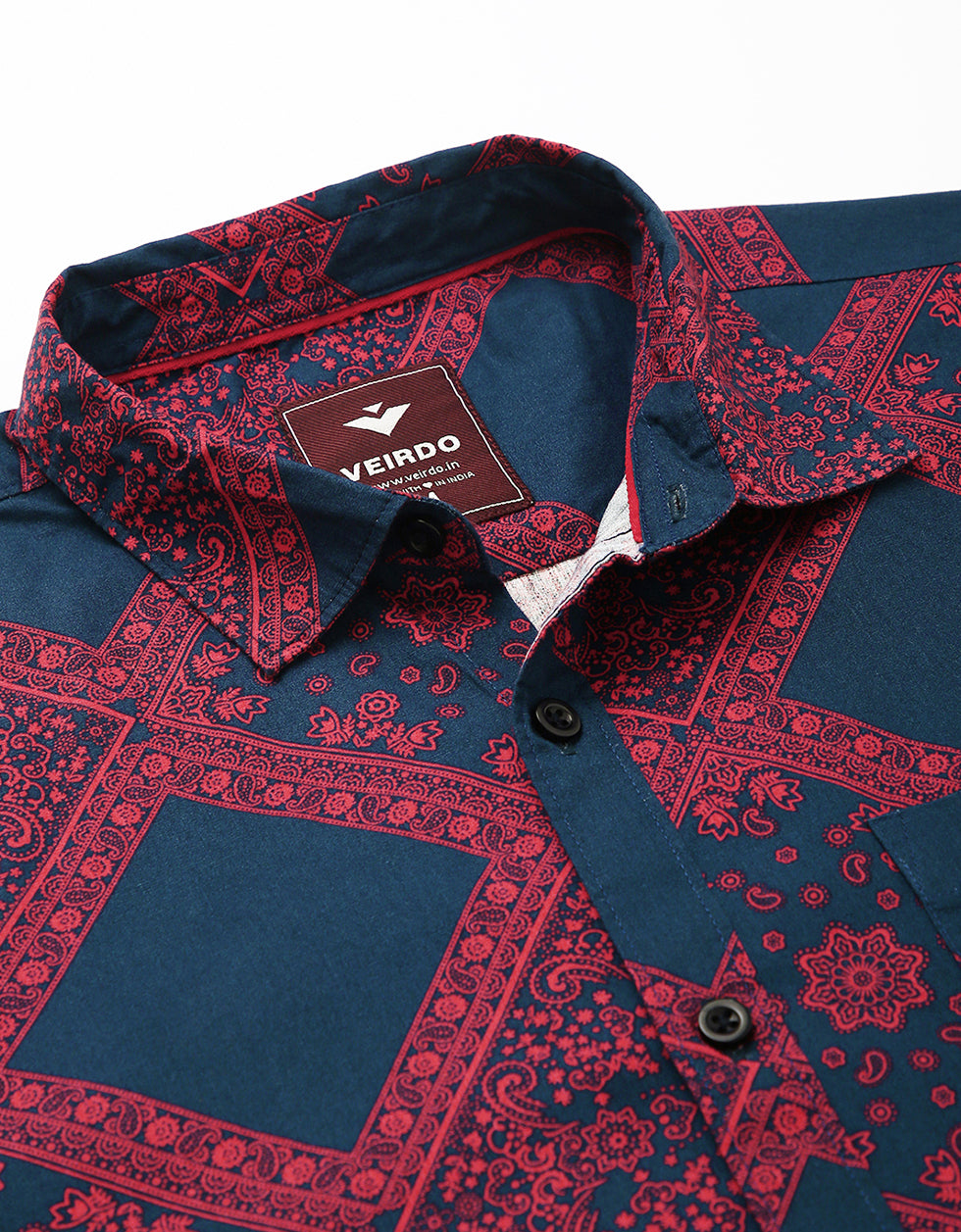 Red Printed Men's Shirt