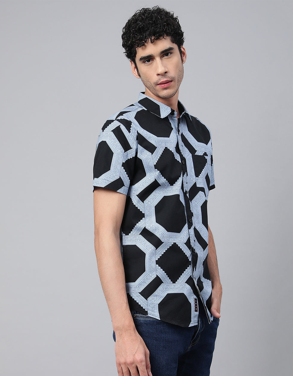 Grey Printed Men's Shirt
