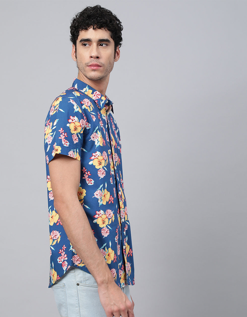 Blue Printed Men's Shirt