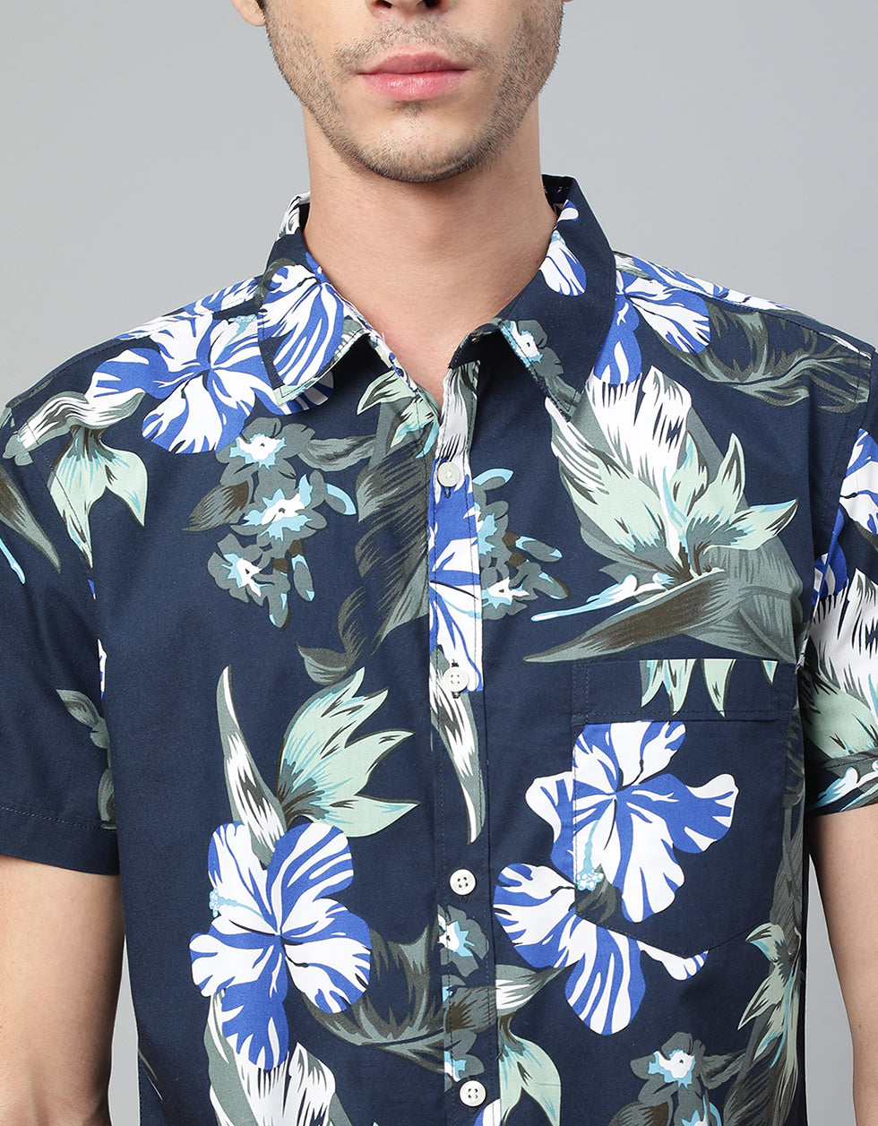 Men's Navy Printed Shirt