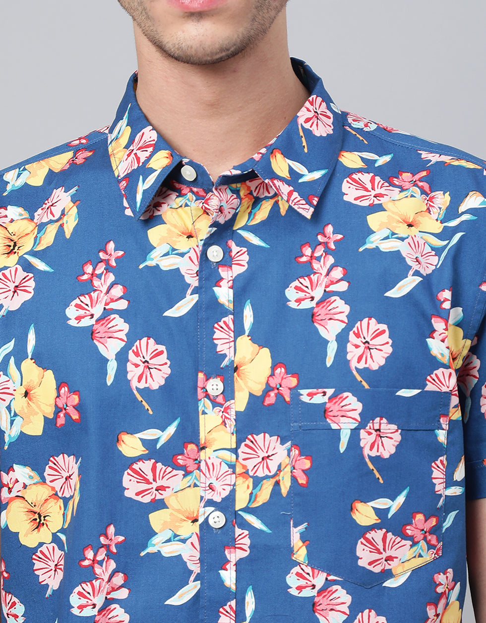 Blue Printed Men's Shirt