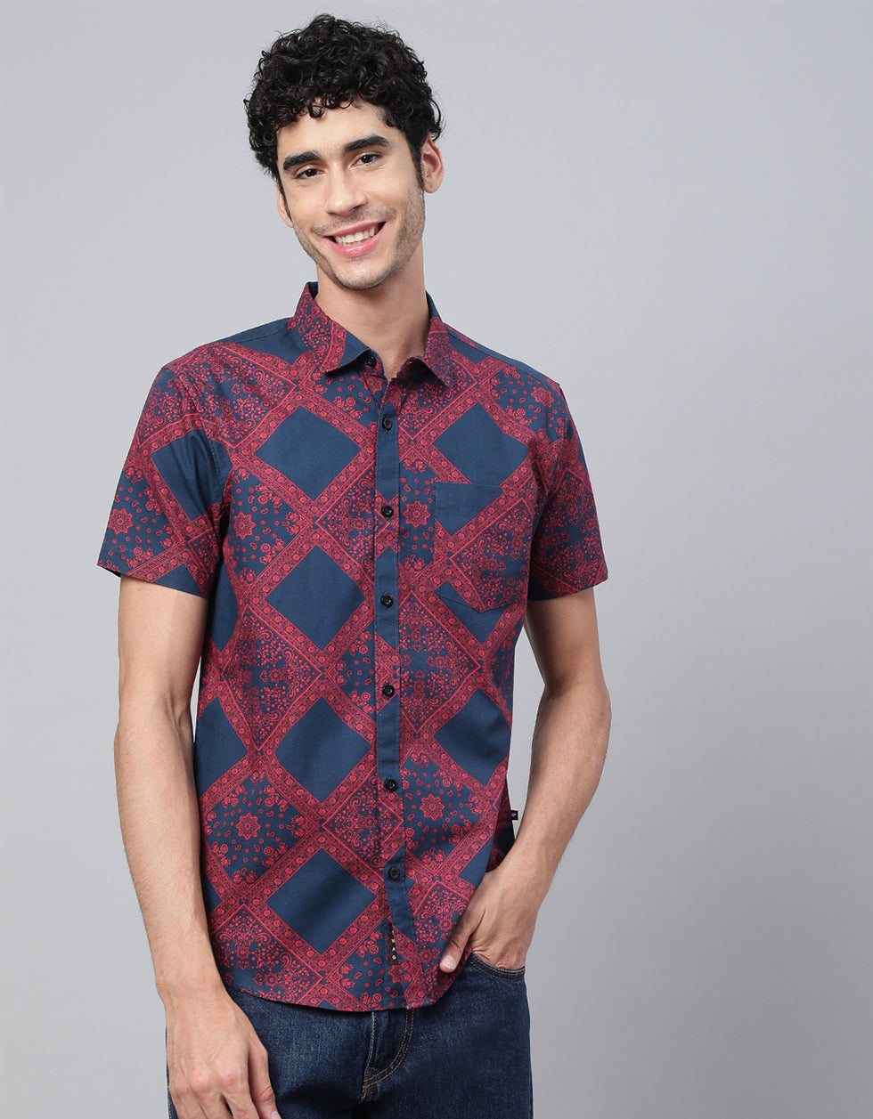 Red Printed Men's Shirt