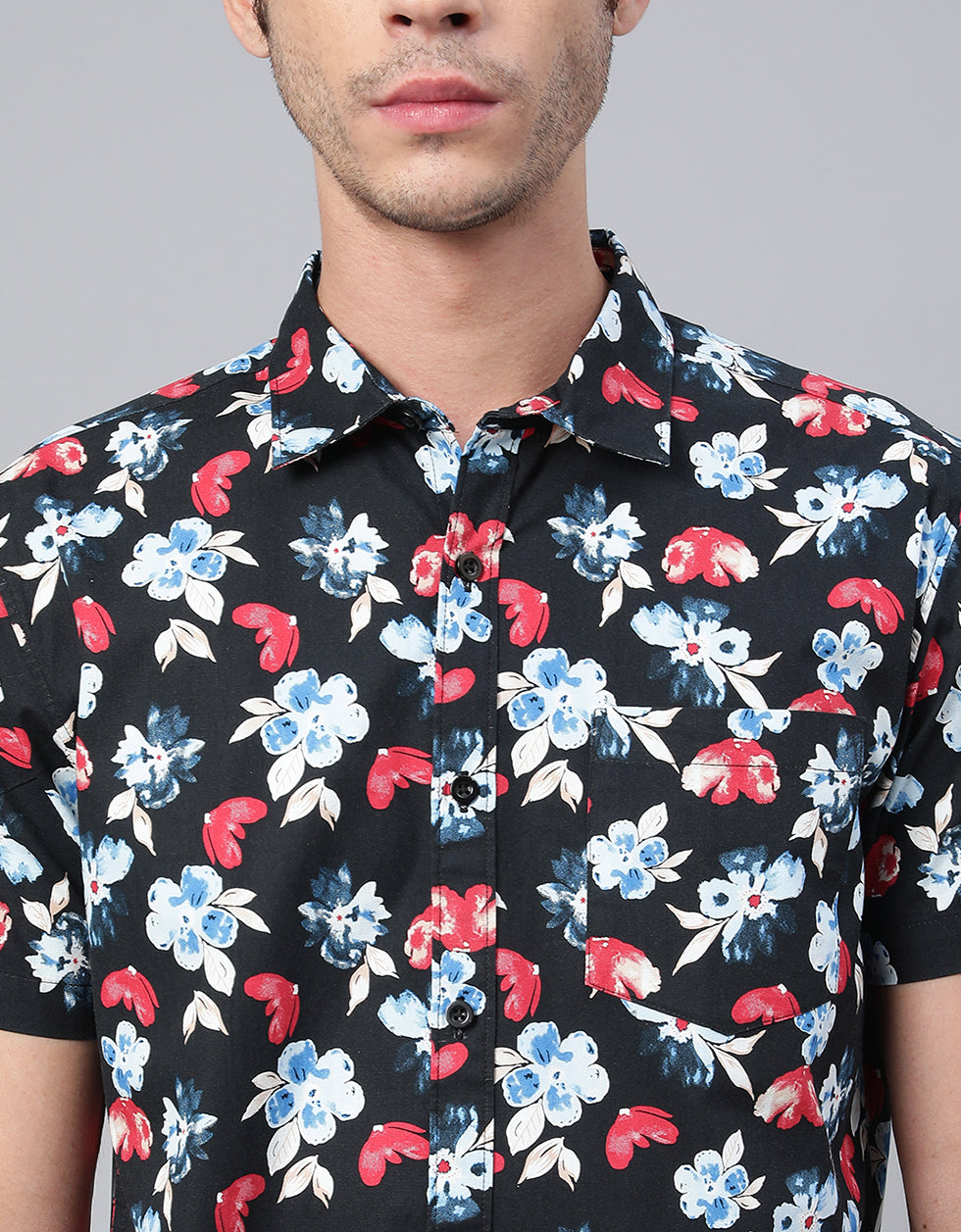 Black Men's Printed Shirt